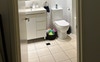 Good sized bathroom with bathtab and shower.