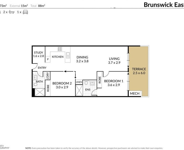 Share house Brunswick East, Melbourne 305pw, 2 bedroom apartment
