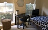 Room can fit double bed, desk and bedside table